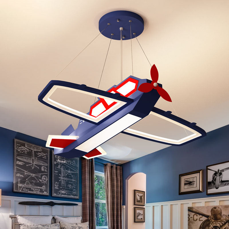 Acrylic Airplane Pendant Light Fixture Modernism LED Ceiling Chandelier in Blue, Warm/White Light Clearhalo 'Ceiling Lights' 'Chandeliers' Lighting' options 258847