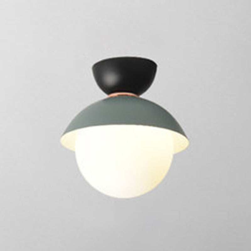 Round Flush Mount Ceiling Light Modernist 1 Light White Glass Ceiling Light Fixtures for Hallway Light Blue-Black Clearhalo 'Ceiling Lights' 'Close To Ceiling Lights' 'Close to ceiling' 'Semi-flushmount' Lighting' 2588518