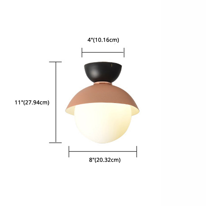 Round Flush Mount Ceiling Light Modernist 1 Light White Glass Ceiling Light Fixtures for Hallway Clearhalo 'Ceiling Lights' 'Close To Ceiling Lights' 'Close to ceiling' 'Semi-flushmount' Lighting' 2588521