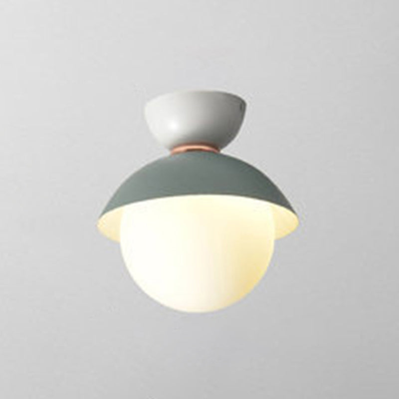 Round Flush Mount Ceiling Light Modernist 1 Light White Glass Ceiling Light Fixtures for Hallway Light Blue-White Clearhalo 'Ceiling Lights' 'Close To Ceiling Lights' 'Close to ceiling' 'Semi-flushmount' Lighting' 2588522