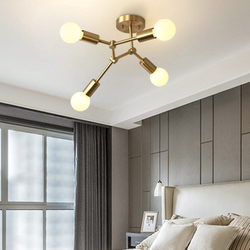 Sputnik Flush Mount Ceiling Light Contemporary Glass Ceiling Mount Chandelier for Bedroom Clearhalo 'Ceiling Lights' 'Close To Ceiling Lights' 'Close to ceiling' 'Semi-flushmount' Lighting' 2588535