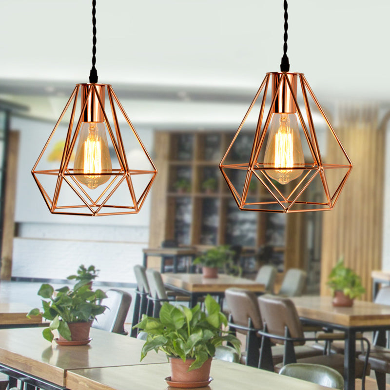 Diamond Iron Cluster Pendant Lighting Post-Modern Restaurant Hanging Lamp in Rose Gold Clearhalo 'Art Deco Pendants' 'Cast Iron' 'Ceiling Lights' 'Ceramic' 'Crystal' 'Industrial Pendants' 'Industrial' 'Metal' 'Middle Century Pendants' 'Pendant Lights' 'Pendants' 'Tiffany' Lighting' 2588544