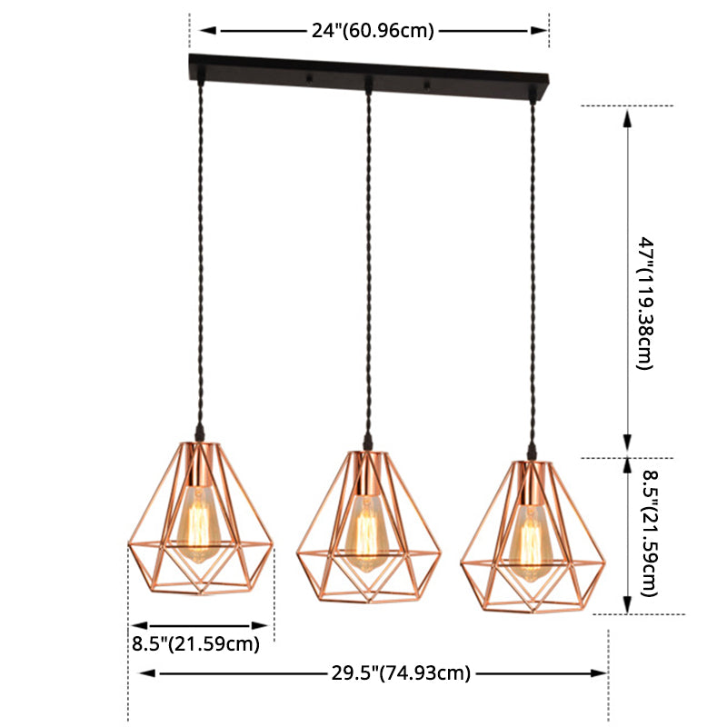 Diamond Iron Cluster Pendant Lighting Post-Modern Restaurant Hanging Lamp in Rose Gold Clearhalo 'Art Deco Pendants' 'Cast Iron' 'Ceiling Lights' 'Ceramic' 'Crystal' 'Industrial Pendants' 'Industrial' 'Metal' 'Middle Century Pendants' 'Pendant Lights' 'Pendants' 'Tiffany' Lighting' 2588550