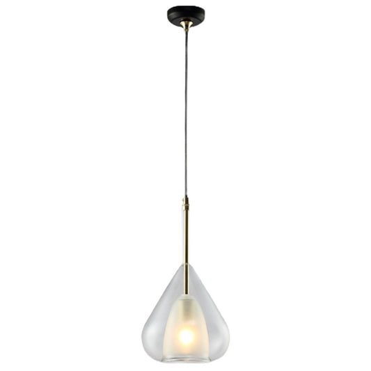 1 Light Teardrop Pendant Lamp Modern Double Glass Hanging Lamp for Living Room Clear Clearhalo 'Ceiling Lights' 'Glass shade' 'Glass' 'Modern Pendants' 'Modern' 'Pendant Lights' 'Pendants' Lighting' 2588609