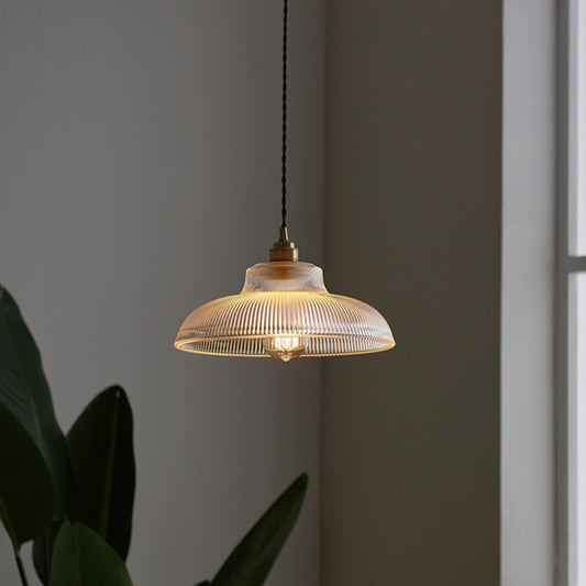 Retro Industrial 1 Light Pendant Prismatic Clear Glass Dome Pendant Lamp for Living Room Clearhalo 'Ceiling Lights' 'Glass shade' 'Glass' 'Industrial Pendants' 'Industrial' 'Middle Century Pendants' 'Pendant Lights' 'Pendants' 'Tiffany' Lighting' 2588647
