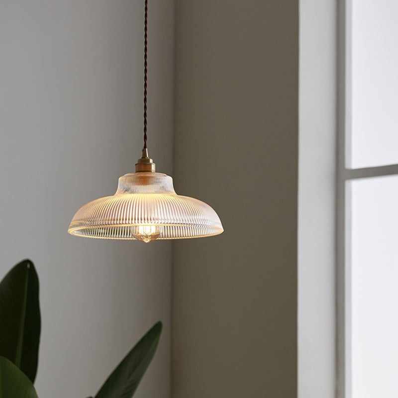 Retro Industrial 1 Light Pendant Prismatic Clear Glass Dome Pendant Lamp for Living Room Clearhalo 'Ceiling Lights' 'Glass shade' 'Glass' 'Industrial Pendants' 'Industrial' 'Middle Century Pendants' 'Pendant Lights' 'Pendants' 'Tiffany' Lighting' 2588648
