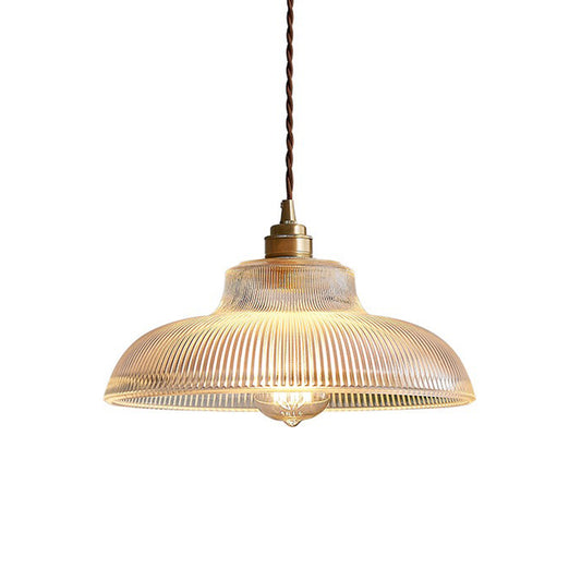 Retro Industrial 1 Light Pendant Prismatic Clear Glass Dome Pendant Lamp for Living Room Clear Clearhalo 'Ceiling Lights' 'Glass shade' 'Glass' 'Industrial Pendants' 'Industrial' 'Middle Century Pendants' 'Pendant Lights' 'Pendants' 'Tiffany' Lighting' 2588651