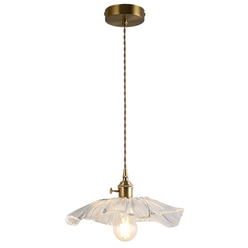 Flower Shape Shade Ceiling Pendant Lamp Vintage Industrial Clear Glass Hanging Light 1 Clear Clearhalo 'Ceiling Lights' 'Glass shade' 'Glass' 'Industrial Pendants' 'Industrial' 'Middle Century Pendants' 'Pendant Lights' 'Pendants' 'Tiffany' Lighting' 2588656
