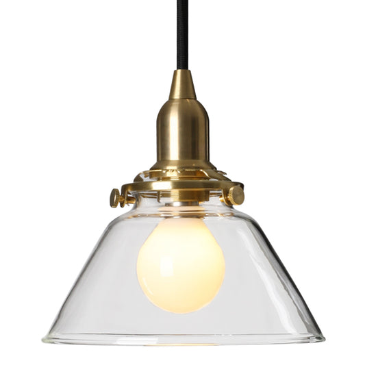 Clear 1 Light Cone Pendant Lamp Industrial Minimalist Glass Hanging Lamp for Living Room Clear Clearhalo 'Ceiling Lights' 'Glass shade' 'Glass' 'Industrial Pendants' 'Industrial' 'Middle Century Pendants' 'Pendant Lights' 'Pendants' 'Tiffany' Lighting' 2588668