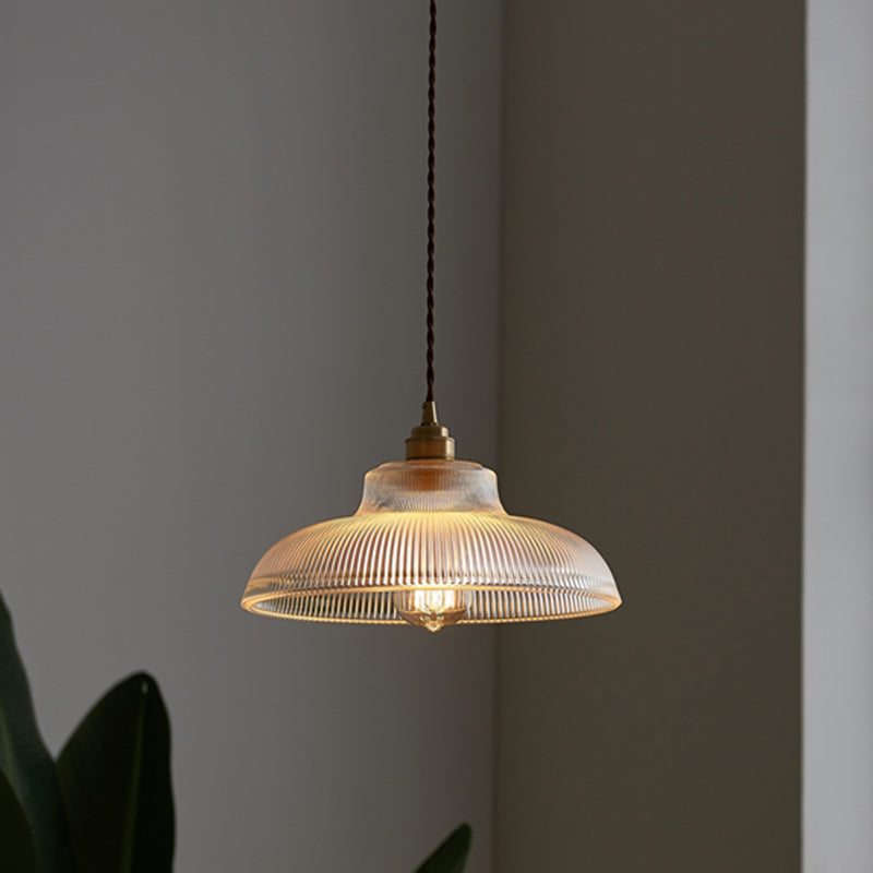 Retro Industrial 1 Light Pendant Prismatic Glass Dome Pendant Lighting for Living Room Clearhalo 'Ceiling Lights' 'Glass shade' 'Glass' 'Industrial Pendants' 'Industrial' 'Middle Century Pendants' 'Pendant Lights' 'Pendants' 'Tiffany' Lighting' 2588678