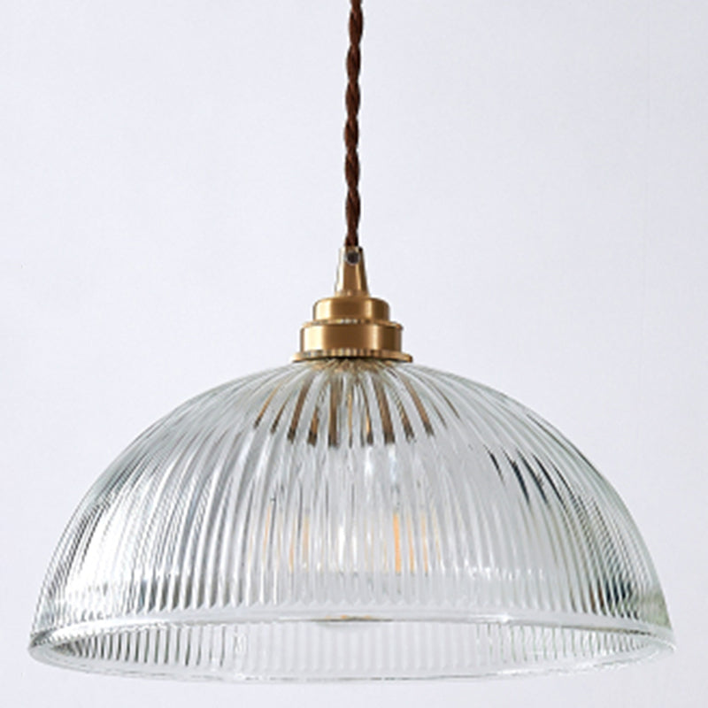Retro Industrial 1 Light Pendant Prismatic Glass Dome Pendant Lighting for Living Room Clearhalo 'Ceiling Lights' 'Glass shade' 'Glass' 'Industrial Pendants' 'Industrial' 'Middle Century Pendants' 'Pendant Lights' 'Pendants' 'Tiffany' Lighting' 2588679