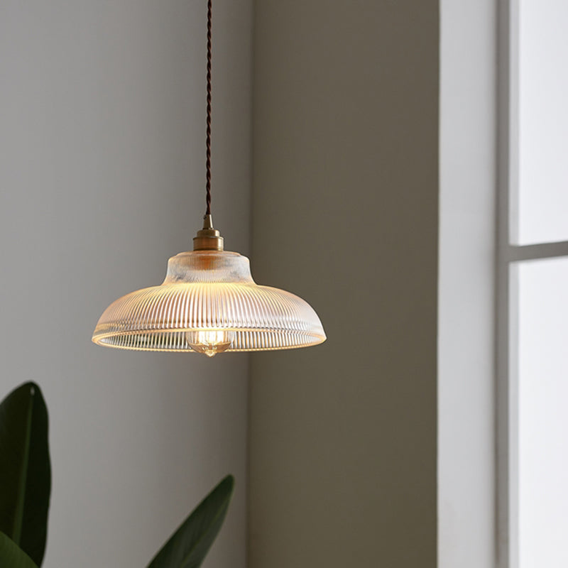 Retro Industrial 1 Light Pendant Prismatic Glass Dome Pendant Lighting for Living Room Clearhalo 'Ceiling Lights' 'Glass shade' 'Glass' 'Industrial Pendants' 'Industrial' 'Middle Century Pendants' 'Pendant Lights' 'Pendants' 'Tiffany' Lighting' 2588681
