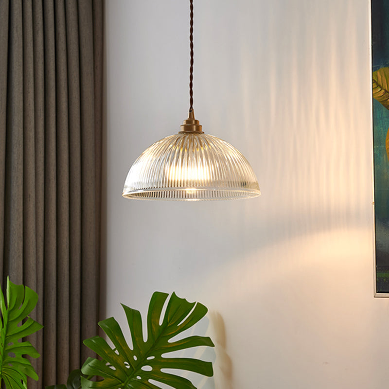 Retro Industrial 1 Light Pendant Prismatic Glass Dome Pendant Lighting for Living Room Clearhalo 'Ceiling Lights' 'Glass shade' 'Glass' 'Industrial Pendants' 'Industrial' 'Middle Century Pendants' 'Pendant Lights' 'Pendants' 'Tiffany' Lighting' 2588684