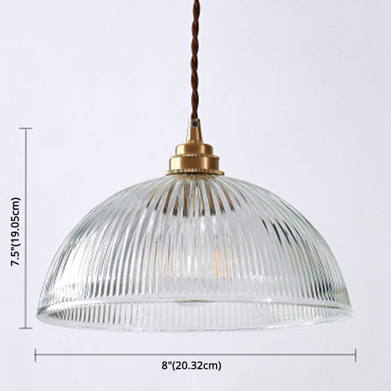 Retro Industrial 1 Light Pendant Prismatic Glass Dome Pendant Lighting for Living Room Clearhalo 'Ceiling Lights' 'Glass shade' 'Glass' 'Industrial Pendants' 'Industrial' 'Middle Century Pendants' 'Pendant Lights' 'Pendants' 'Tiffany' Lighting' 2588686