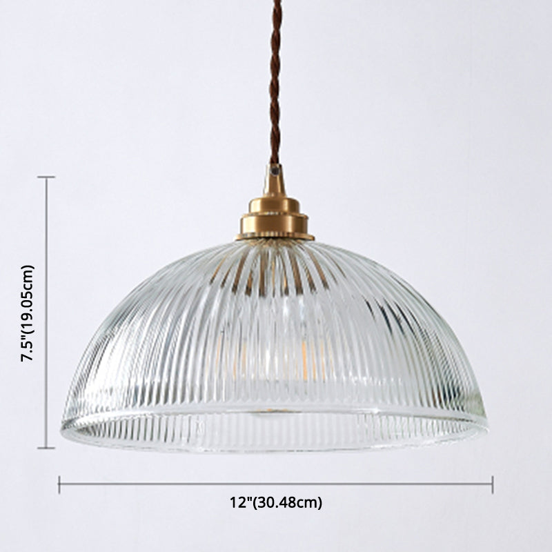 Retro Industrial 1 Light Pendant Prismatic Glass Dome Pendant Lighting for Living Room Clearhalo 'Ceiling Lights' 'Glass shade' 'Glass' 'Industrial Pendants' 'Industrial' 'Middle Century Pendants' 'Pendant Lights' 'Pendants' 'Tiffany' Lighting' 2588688