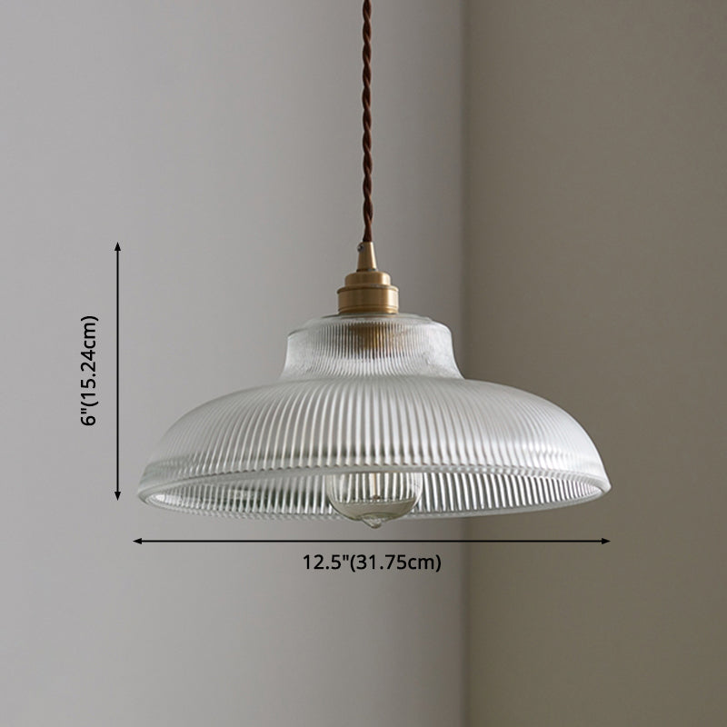 Retro Industrial 1 Light Pendant Prismatic Glass Dome Pendant Lighting for Living Room Clearhalo 'Ceiling Lights' 'Glass shade' 'Glass' 'Industrial Pendants' 'Industrial' 'Middle Century Pendants' 'Pendant Lights' 'Pendants' 'Tiffany' Lighting' 2588689
