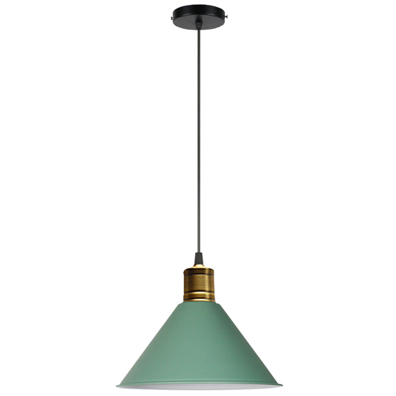 Metal Tapered Hanging Light Nordic Modern Style 1 Light Restaurant Ceiling Pendant Lamp Green 12" Clearhalo 'Art Deco Pendants' 'Black' 'Cast Iron' 'Ceiling Lights' 'Ceramic' 'Crystal' 'Industrial Pendants' 'Industrial' 'Metal' 'Middle Century Pendants' 'Pendant Lights' 'Pendants' 'Rustic Pendants' 'Tiffany' Lighting' 2588741