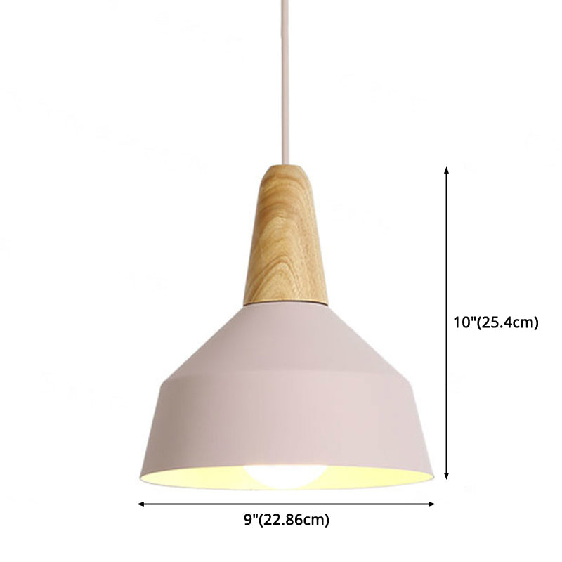 Metal 1 Light Hanging Light Nordic Style Restaurant Ceiling Pendant Lamp with Wooden Top Clearhalo 'Ceiling Lights' 'Modern Pendants' 'Modern' 'Pendant Lights' 'Pendants' Lighting' 2588803