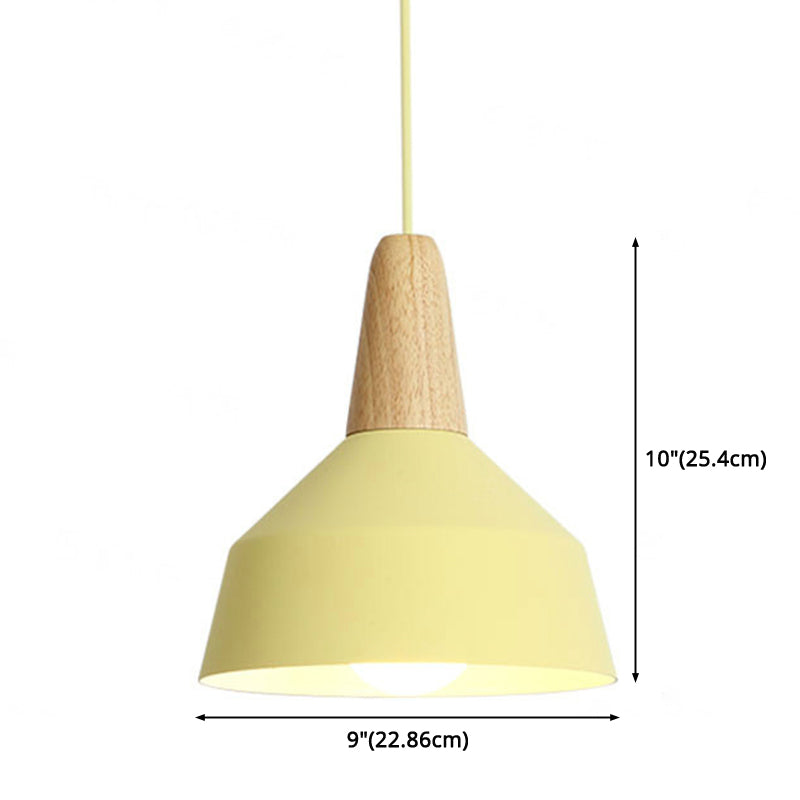 Metal 1 Light Hanging Light Nordic Style Restaurant Ceiling Pendant Lamp with Wooden Top Clearhalo 'Ceiling Lights' 'Modern Pendants' 'Modern' 'Pendant Lights' 'Pendants' Lighting' 2588806