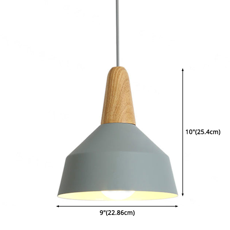 Metal 1 Light Hanging Light Nordic Style Restaurant Ceiling Pendant Lamp with Wooden Top Clearhalo 'Ceiling Lights' 'Modern Pendants' 'Modern' 'Pendant Lights' 'Pendants' Lighting' 2588808