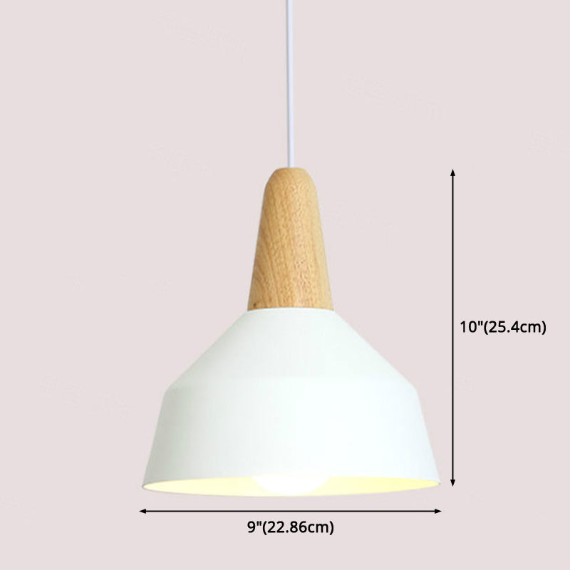 Metal 1 Light Hanging Light Nordic Style Restaurant Ceiling Pendant Lamp with Wooden Top Clearhalo 'Ceiling Lights' 'Modern Pendants' 'Modern' 'Pendant Lights' 'Pendants' Lighting' 2588812