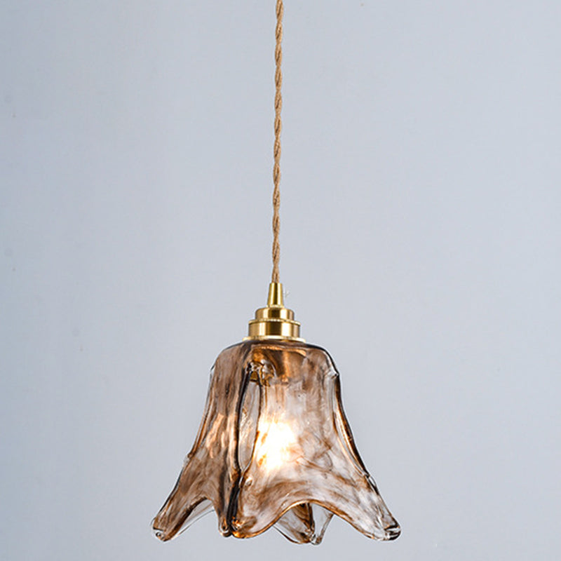 Retro Industrial 1 Light Pendant Lamp Amber Alabaster Glass Pendant Lighting for Living Room Amber 8" Clearhalo 'Ceiling Lights' 'Glass shade' 'Glass' 'Industrial Pendants' 'Industrial' 'Middle Century Pendants' 'Pendant Lights' 'Pendants' 'Tiffany' Lighting' 2588882