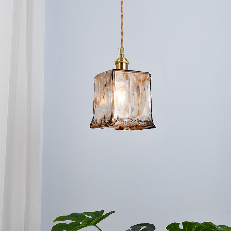 Retro Industrial 1 Light Pendant Lamp Amber Alabaster Glass Pendant Lighting for Living Room Clearhalo 'Ceiling Lights' 'Glass shade' 'Glass' 'Industrial Pendants' 'Industrial' 'Middle Century Pendants' 'Pendant Lights' 'Pendants' 'Tiffany' Lighting' 2588883
