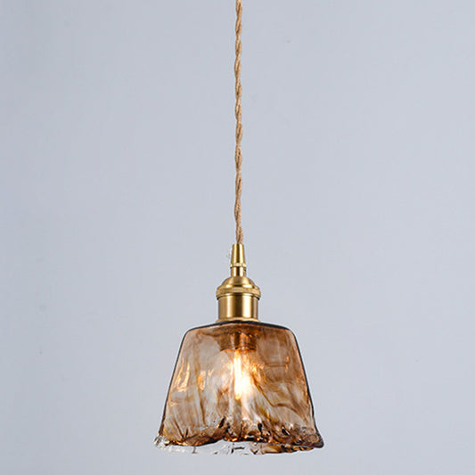 Retro Industrial 1 Light Pendant Lamp Amber Alabaster Glass Pendant Lighting for Living Room Amber 6" Clearhalo 'Ceiling Lights' 'Glass shade' 'Glass' 'Industrial Pendants' 'Industrial' 'Middle Century Pendants' 'Pendant Lights' 'Pendants' 'Tiffany' Lighting' 2588884