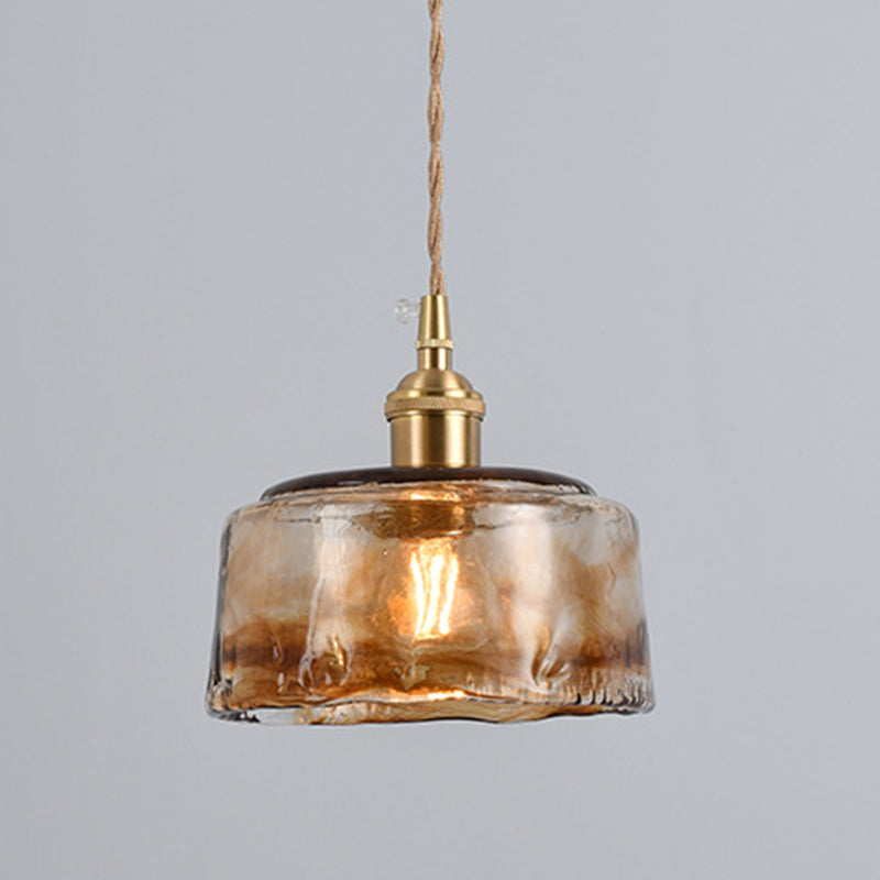 Retro Industrial 1 Light Pendant Lamp Amber Alabaster Glass Pendant Lighting for Living Room Clearhalo 'Ceiling Lights' 'Glass shade' 'Glass' 'Industrial Pendants' 'Industrial' 'Middle Century Pendants' 'Pendant Lights' 'Pendants' 'Tiffany' Lighting' 2588885
