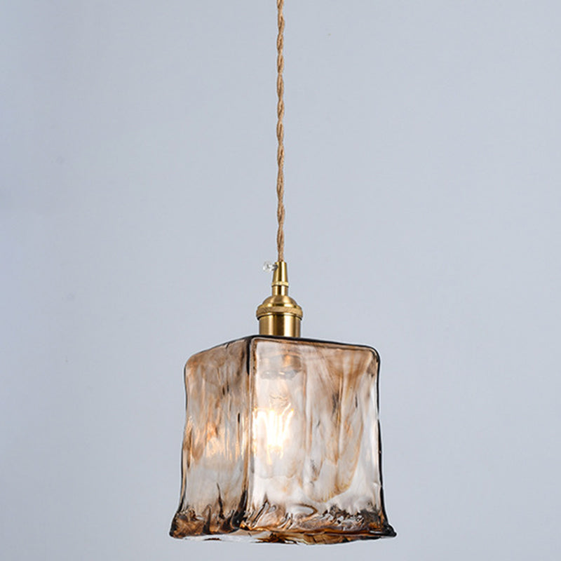 Retro Industrial 1 Light Pendant Lamp Amber Alabaster Glass Pendant Lighting for Living Room Amber 7.5" Clearhalo 'Ceiling Lights' 'Glass shade' 'Glass' 'Industrial Pendants' 'Industrial' 'Middle Century Pendants' 'Pendant Lights' 'Pendants' 'Tiffany' Lighting' 2588886