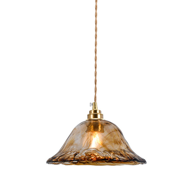 Retro Industrial 1 Light Pendant Lamp Amber Alabaster Glass Pendant Lighting for Living Room Clearhalo 'Ceiling Lights' 'Glass shade' 'Glass' 'Industrial Pendants' 'Industrial' 'Middle Century Pendants' 'Pendant Lights' 'Pendants' 'Tiffany' Lighting' 2588889
