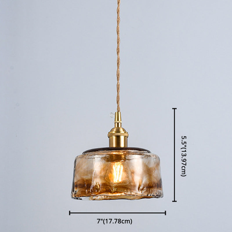 Retro Industrial 1 Light Pendant Lamp Amber Alabaster Glass Pendant Lighting for Living Room Clearhalo 'Ceiling Lights' 'Glass shade' 'Glass' 'Industrial Pendants' 'Industrial' 'Middle Century Pendants' 'Pendant Lights' 'Pendants' 'Tiffany' Lighting' 2588890