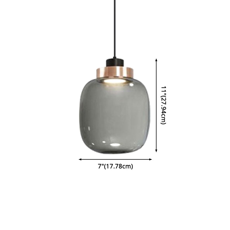 1 Light Mason Jar Pendant Light Modern Hand blown Glass Shade Hanging Lamp Clearhalo 'Ceiling Lights' 'Glass shade' 'Glass' 'Modern Pendants' 'Modern' 'Pendant Lights' 'Pendants' Lighting' 2588979