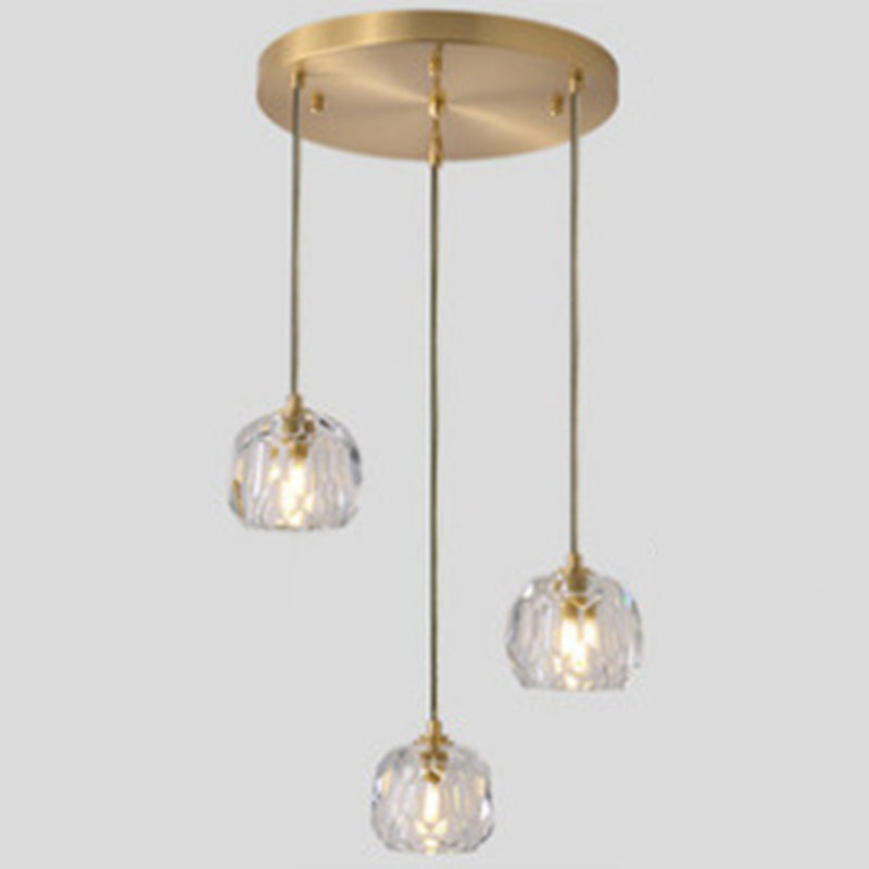 Carved Crystal Shaped Ceiling Pendant Modern Gold Hanging Lamp for Dining Room Clearhalo 'Ceiling Lights' 'Modern Pendants' 'Modern' 'Pendant Lights' 'Pendants' Lighting' 2589162