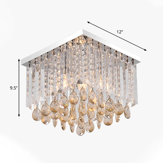 Clear Crystal Cubic Flush Lamp Simple 1/2-Light Bedroom Flush Mount Ceiling Fixture Clearhalo 'Ceiling Lights' 'Close To Ceiling Lights' 'Close to ceiling' 'Flush mount' Lighting' 258916