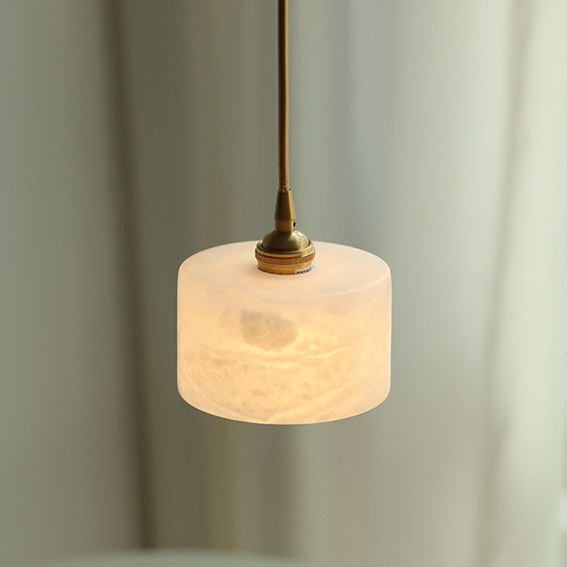 Brass 1 Light Ceiling Light Retro Cylindrical Glass Shade Living Room Small Hanging Lamp Gold Clearhalo 'Ceiling Lights' 'Industrial Pendants' 'Industrial' 'Middle Century Pendants' 'Pendant Lights' 'Pendants' 'Tiffany' Lighting' 2589174