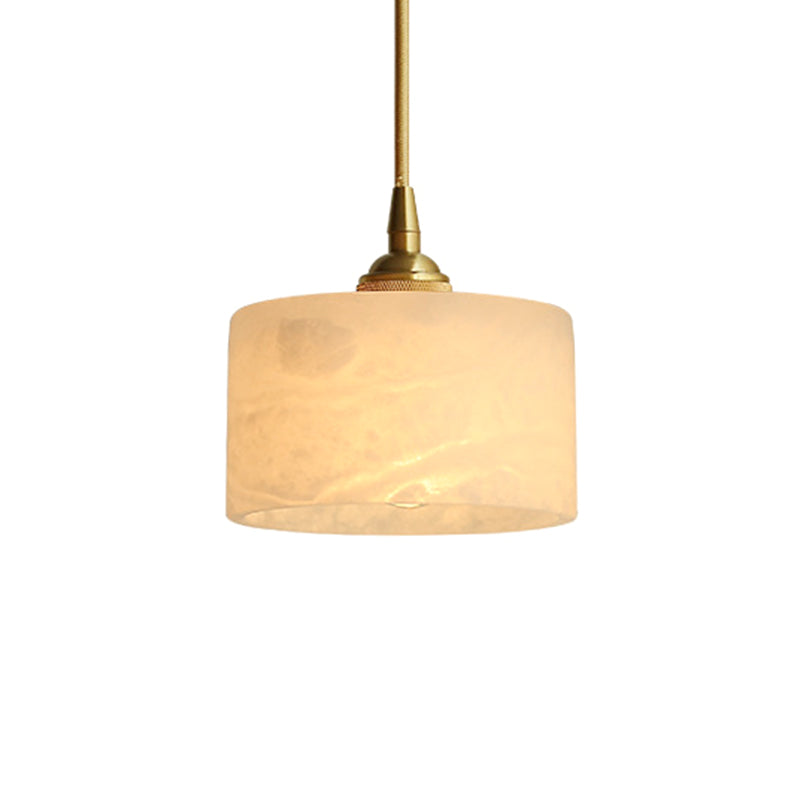 Brass 1 Light Ceiling Light Retro Cylindrical Glass Shade Living Room Small Hanging Lamp Clearhalo 'Ceiling Lights' 'Industrial Pendants' 'Industrial' 'Middle Century Pendants' 'Pendant Lights' 'Pendants' 'Tiffany' Lighting' 2589176