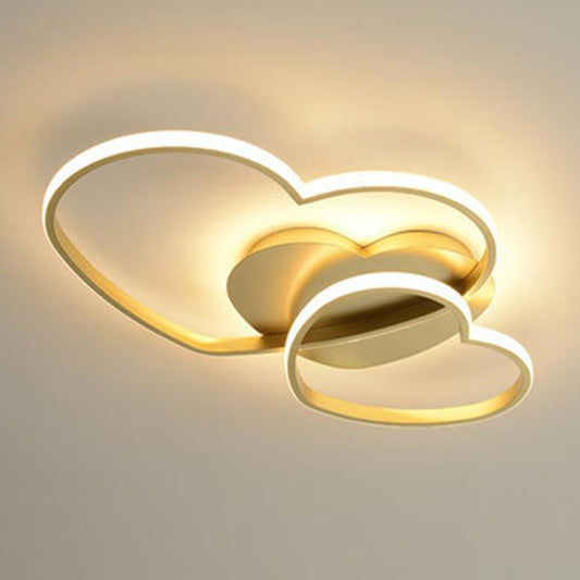 Heart Design Flush Mount Light Fixtures 1 Light Metal Contemporary Ceiling Lights Flush Mount Gold Clearhalo 'Ceiling Lights' 'Close To Ceiling Lights' 'Close to ceiling' 'Flush mount' Lighting' 2589282