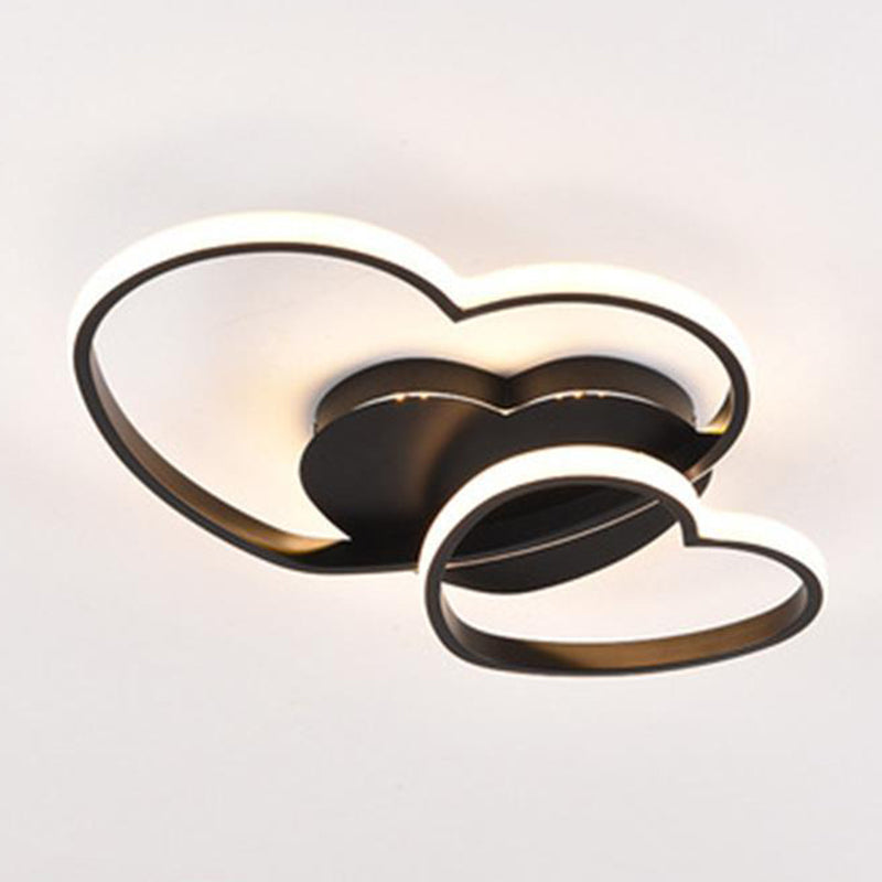 Heart Design Flush Mount Light Fixtures 1 Light Metal Contemporary Ceiling Lights Flush Mount Black Clearhalo 'Ceiling Lights' 'Close To Ceiling Lights' 'Close to ceiling' 'Flush mount' Lighting' 2589286