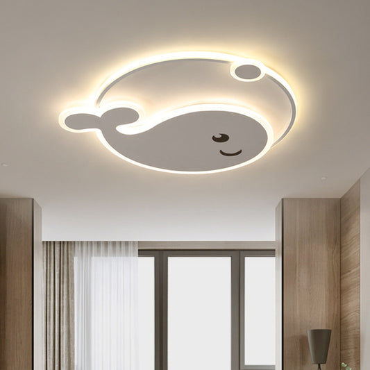 Whale Flush Mount Ceiling Light Cartoon Acrylic Ceiling Mount Chandelier for Bedroom White Clearhalo 'Ceiling Lights' 'Close To Ceiling Lights' 'Close to ceiling' 'Flush mount' Lighting' 2589309