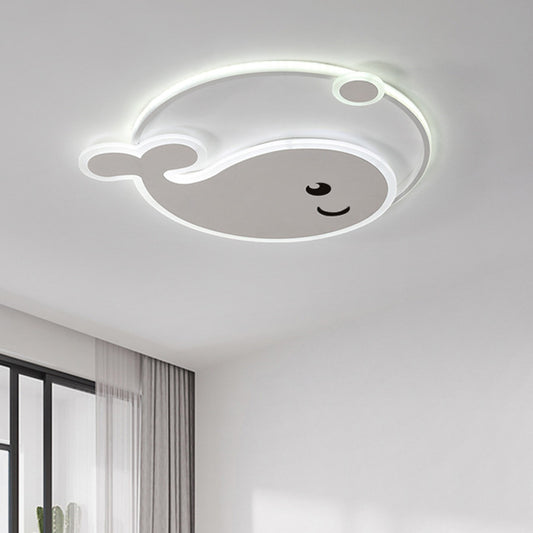 Whale Flush Mount Ceiling Light Cartoon Acrylic Ceiling Mount Chandelier for Bedroom White White Clearhalo 'Ceiling Lights' 'Close To Ceiling Lights' 'Close to ceiling' 'Flush mount' Lighting' 2589310