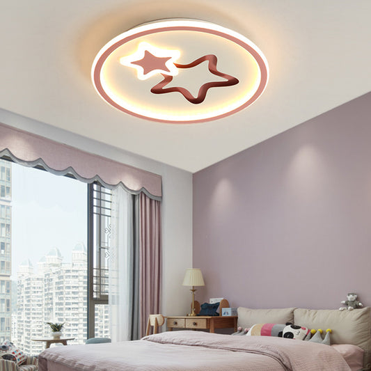 Star Flush Mount Ceiling Light Contemporary Acrylic Ceiling Mount Light Fixture for Bedroom Pink Clearhalo 'Ceiling Lights' 'Close To Ceiling Lights' 'Close to ceiling' 'Flush mount' Lighting' 2589320