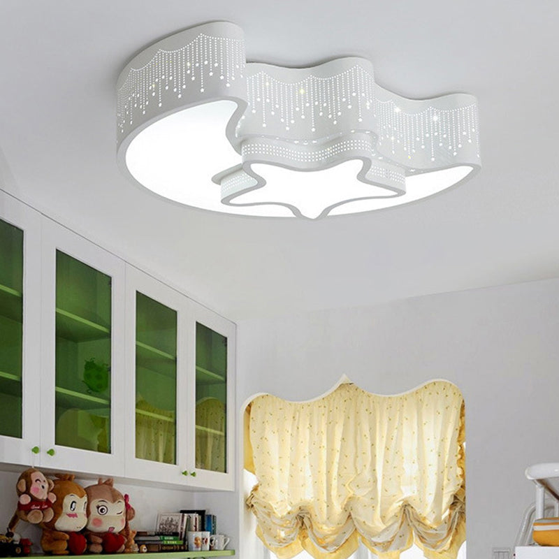 Moon And Star Flush Mount Light Fixtures Creative Acrylic Ceiling Light Fixtures for Bedroom Clearhalo 'Ceiling Lights' 'Close To Ceiling Lights' 'Close to ceiling' 'Flush mount' Lighting' 2589346