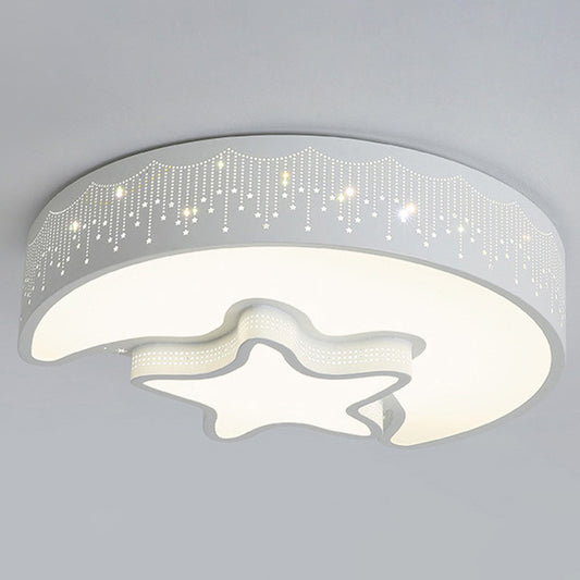 Moon And Star Flush Mount Light Fixtures Creative Acrylic Ceiling Light Fixtures for Bedroom White Clearhalo 'Ceiling Lights' 'Close To Ceiling Lights' 'Close to ceiling' 'Flush mount' Lighting' 2589348