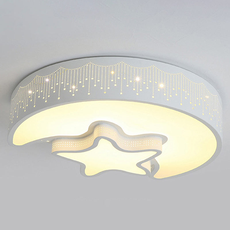 Moon And Star Flush Mount Light Fixtures Creative Acrylic Ceiling Light Fixtures for Bedroom Clearhalo 'Ceiling Lights' 'Close To Ceiling Lights' 'Close to ceiling' 'Flush mount' Lighting' 2589349