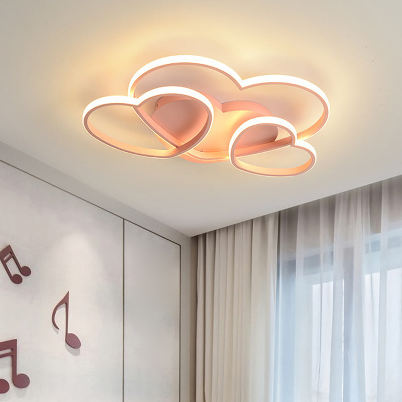 Heart Design Semi Flush Mount Light Kids Acrylic Ceiling Mount Light Fixture for Children Bedroom Clearhalo 'Ceiling Lights' 'Close To Ceiling Lights' 'Close to ceiling' 'Semi-flushmount' Lighting' 2589356