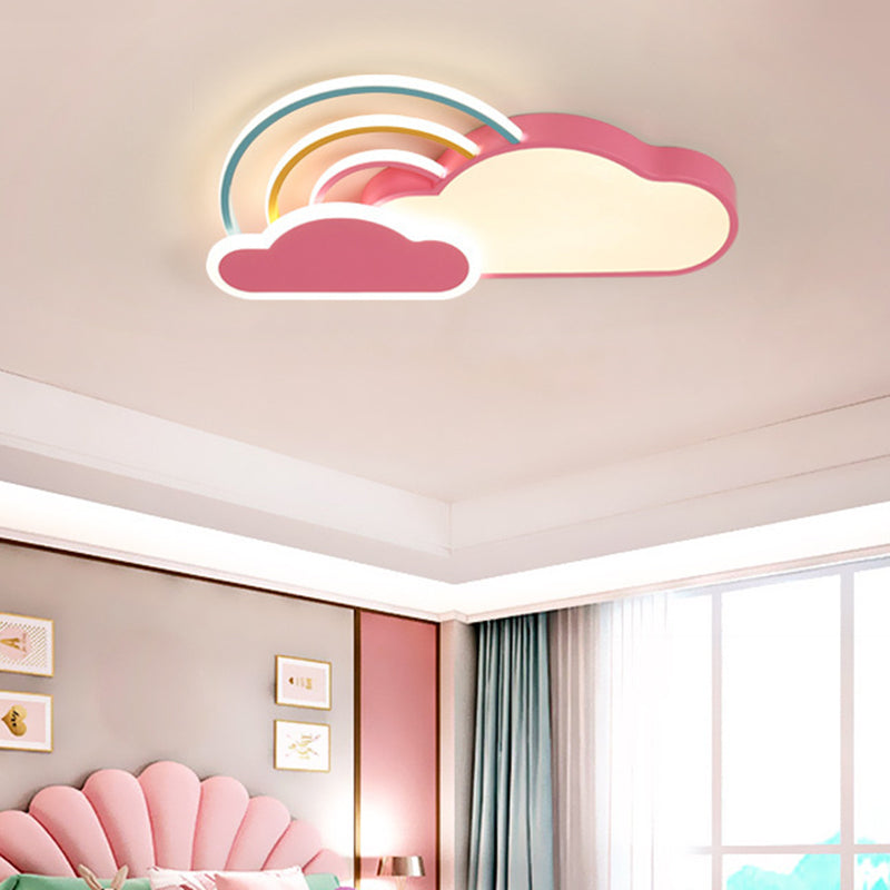 Rainbow Flush Light Fixtures Contemporary Acrylic Ceiling Light Fixture for Bedroom Pink Clearhalo 'Ceiling Lights' 'Close To Ceiling Lights' 'Close to ceiling' 'Flush mount' Lighting' 2589365