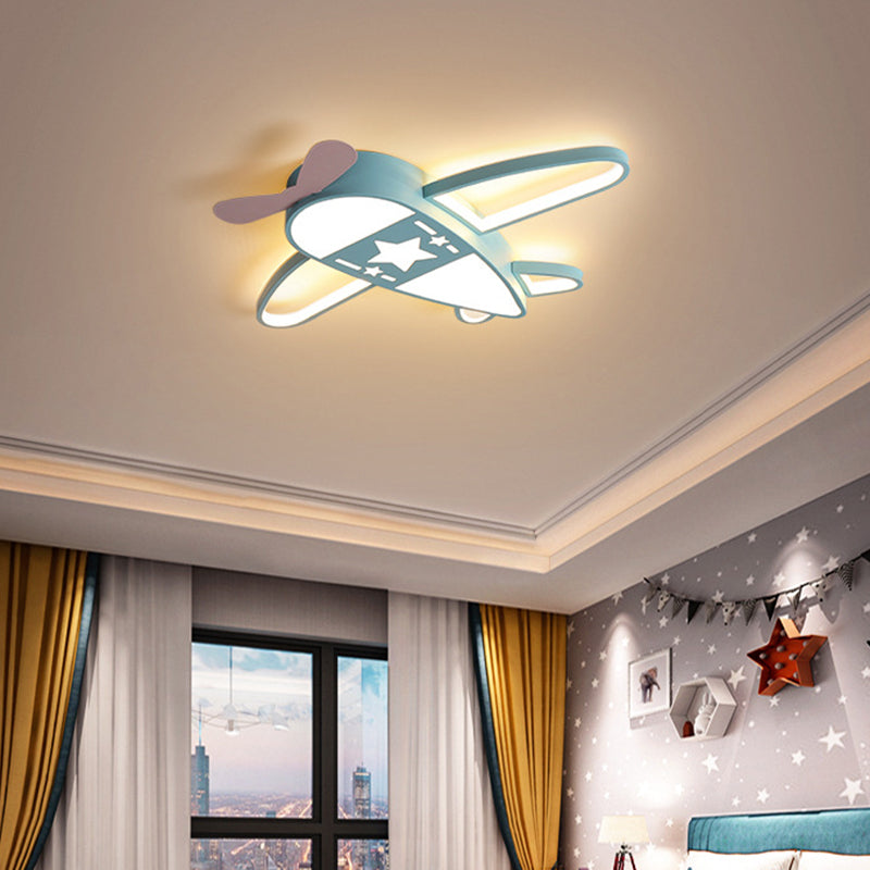 Aircraft Flushmount Lights Cartoon Acrylic Ceiling Mounted Fixture for Bedroom Blue Clearhalo 'Ceiling Lights' 'Close To Ceiling Lights' 'Close to ceiling' 'Flush mount' Lighting' 2589372