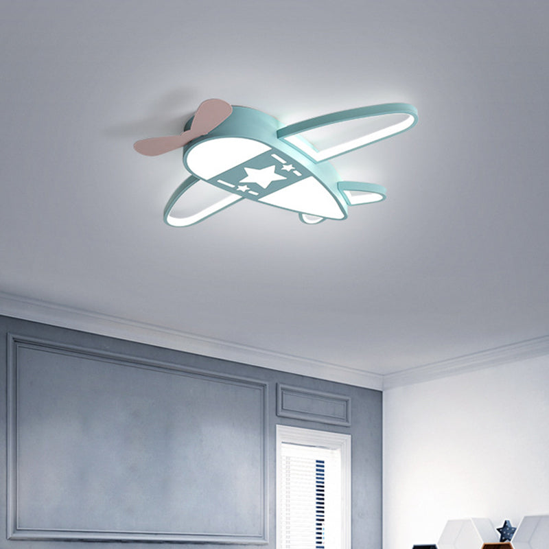 Aircraft Flushmount Lights Cartoon Acrylic Ceiling Mounted Fixture for Bedroom Blue White Clearhalo 'Ceiling Lights' 'Close To Ceiling Lights' 'Close to ceiling' 'Flush mount' Lighting' 2589374