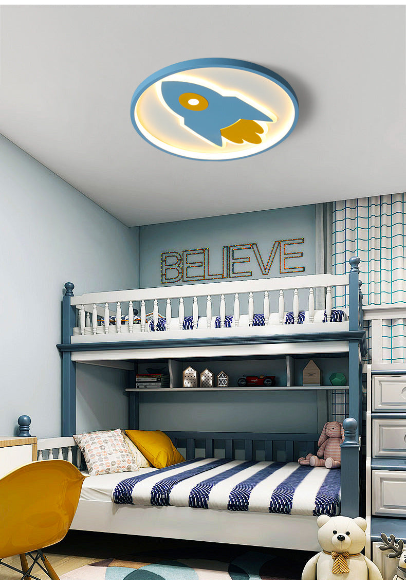 Rocket Flush Mount Ceiling Light Cartoon Metal Ceiling Light Fixtures for Bedroom Clearhalo 'Ceiling Lights' 'Close To Ceiling Lights' 'Close to ceiling' 'Flush mount' Lighting' 2589386